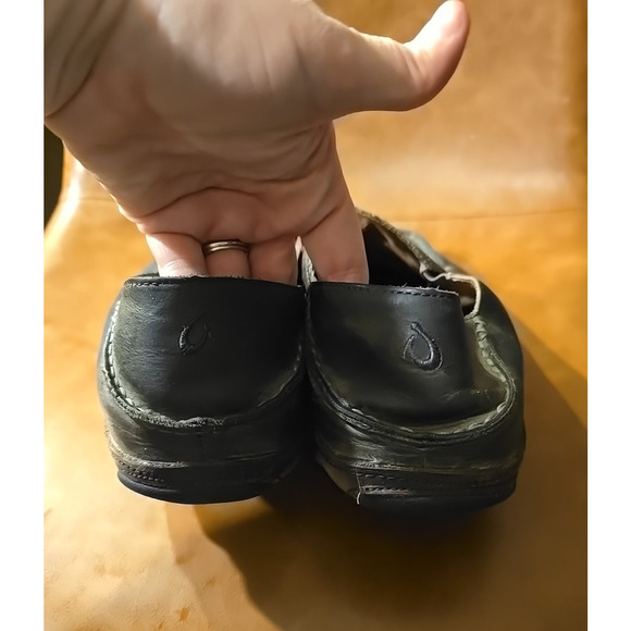 OluKai Moloa Black Leather Loafer Slip On Comfort Casual Shoes Men's Size 11 - Picture 3 of 6
